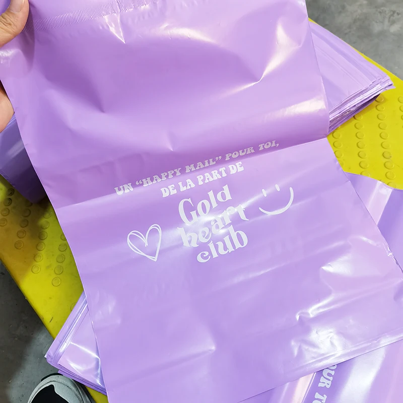 Custom logo eco-friendly purple plastic shipping envelopes poly mailers express courier mailing packaging bags