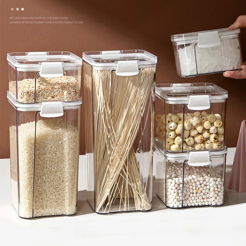 Hot Sales Food Storage Container Plastic Kitchen Refrigerator Noodle Box Multigrain Storage Tank Transparent Sealed Cans