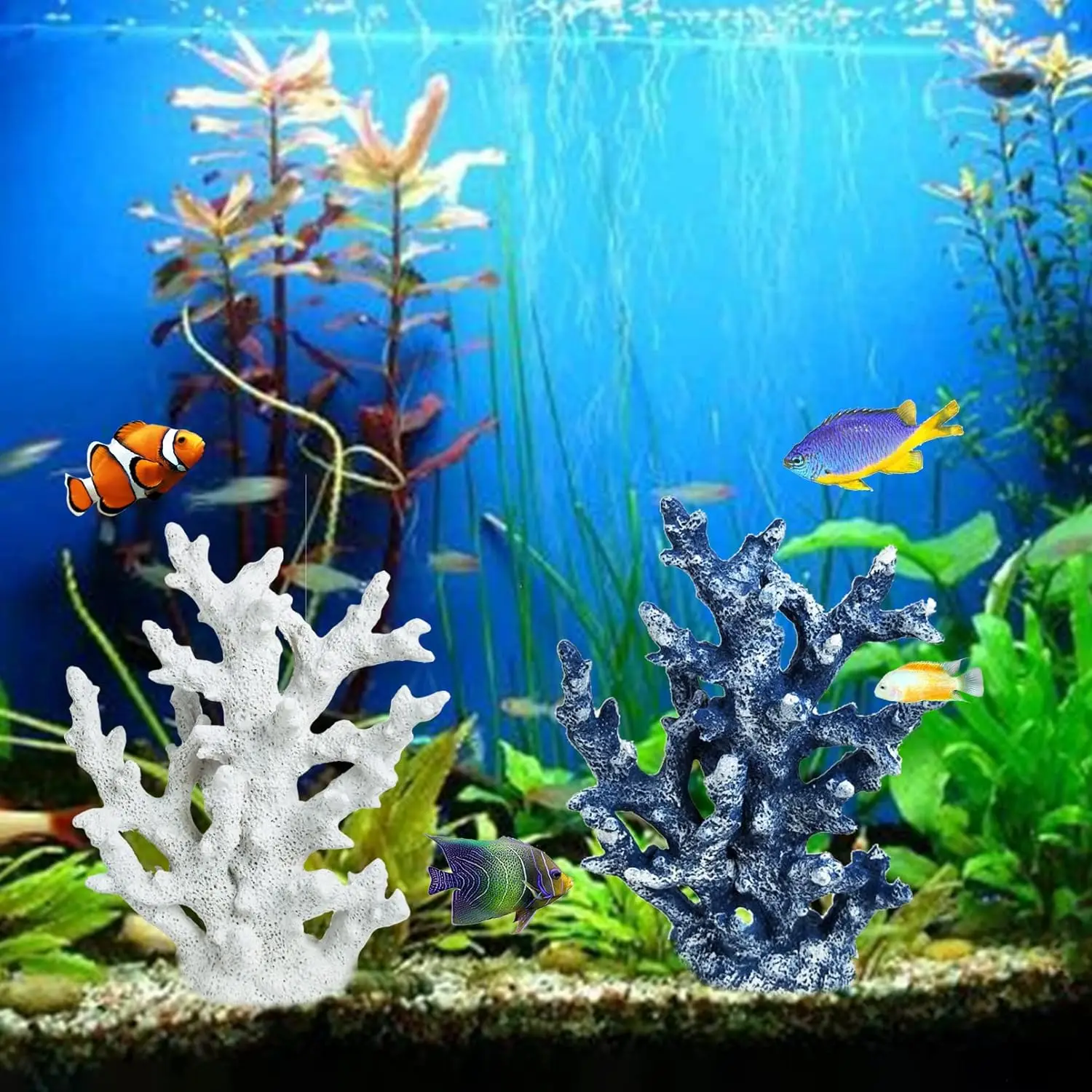 Aquarium Coral Reef Decor Artificial Aquarium Coral Ornament Fish Cave Hideout Plants Resin Fish Tank Accessories  Landscaping