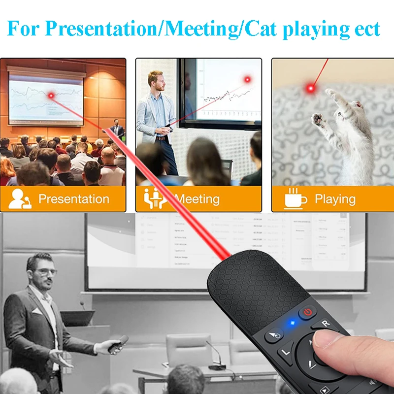 Wireless Laser Pointer with Air Mouse Eraser Button for Powerpoint Page turning Remote Control Presenter for PPT presentation