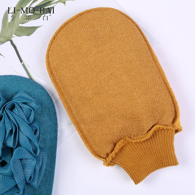 Double Sided Body Bath Glove Natural Loofah Bath Sponge Body Scrubber Mesh Shower Pouf Bath Ball Sponge  Silk Exfoliating Gloves
