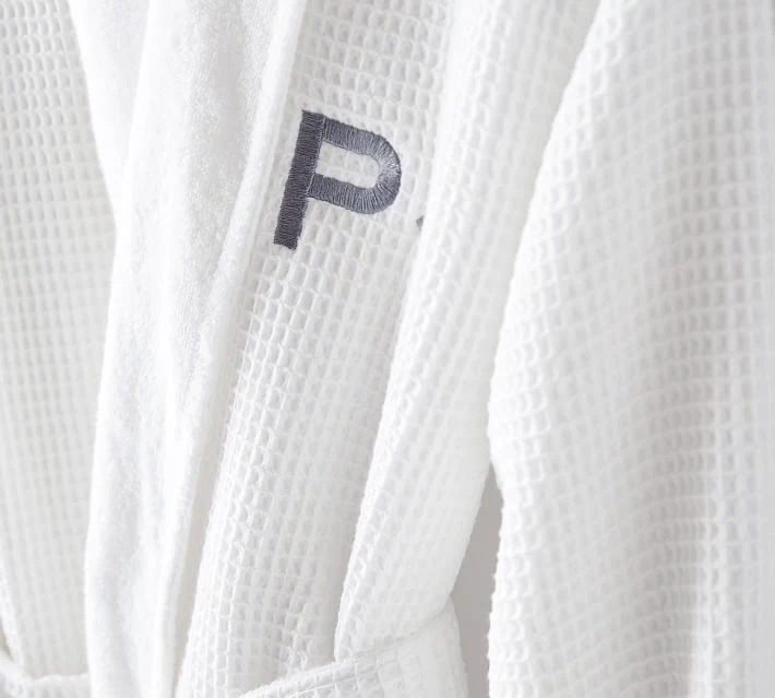 Embroidered Logo 100% Cotton Double Layer Lady Bathrobe Hotel White Waffle Terry Women Bath Robe