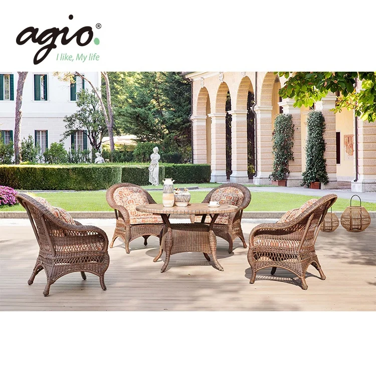 Outdoor Backyard Wicker Furniture Rattan Garden Set Table And