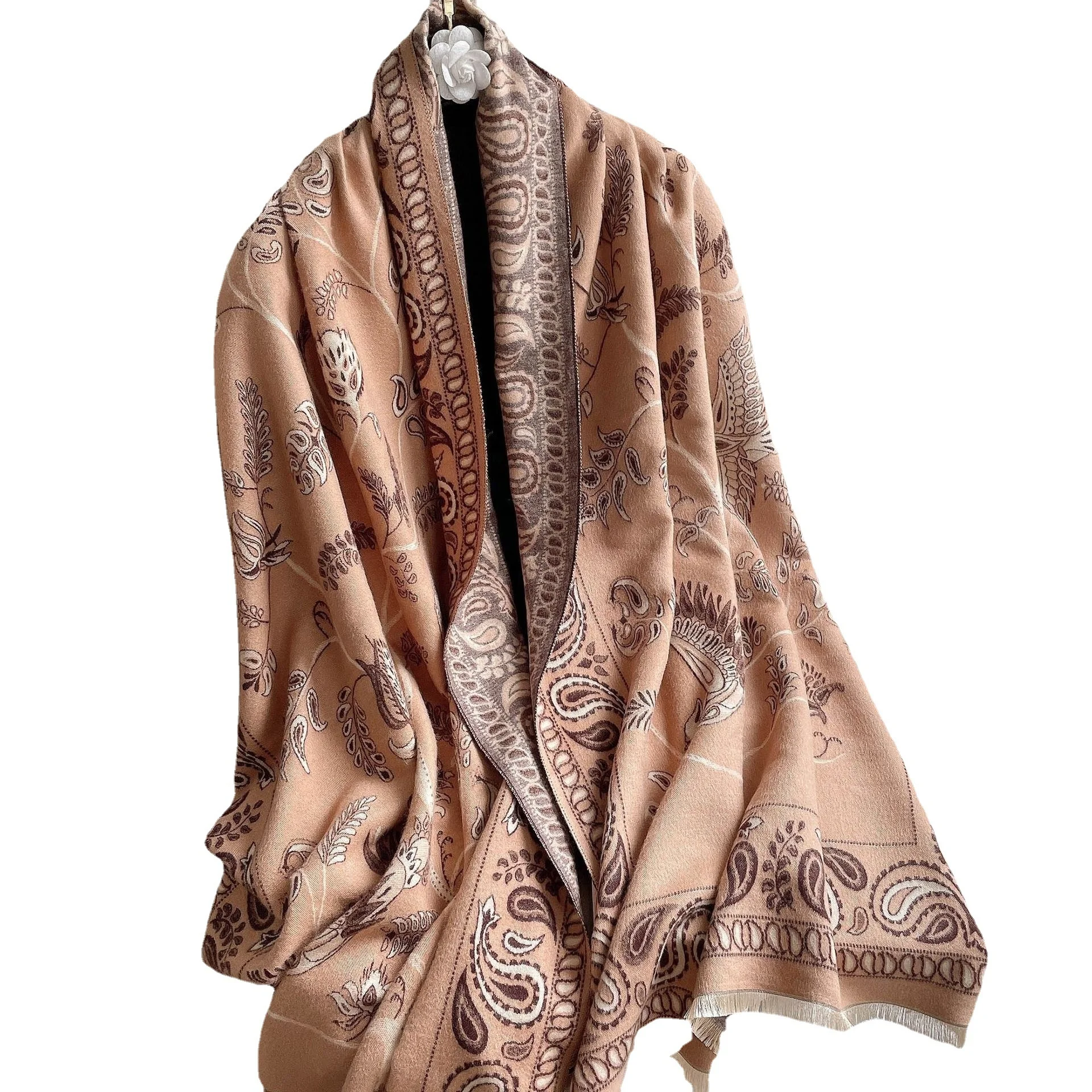 Zifeng OEM Schal Premium Warm Ladies Printed Scarf Tassel Cashmere Shawl