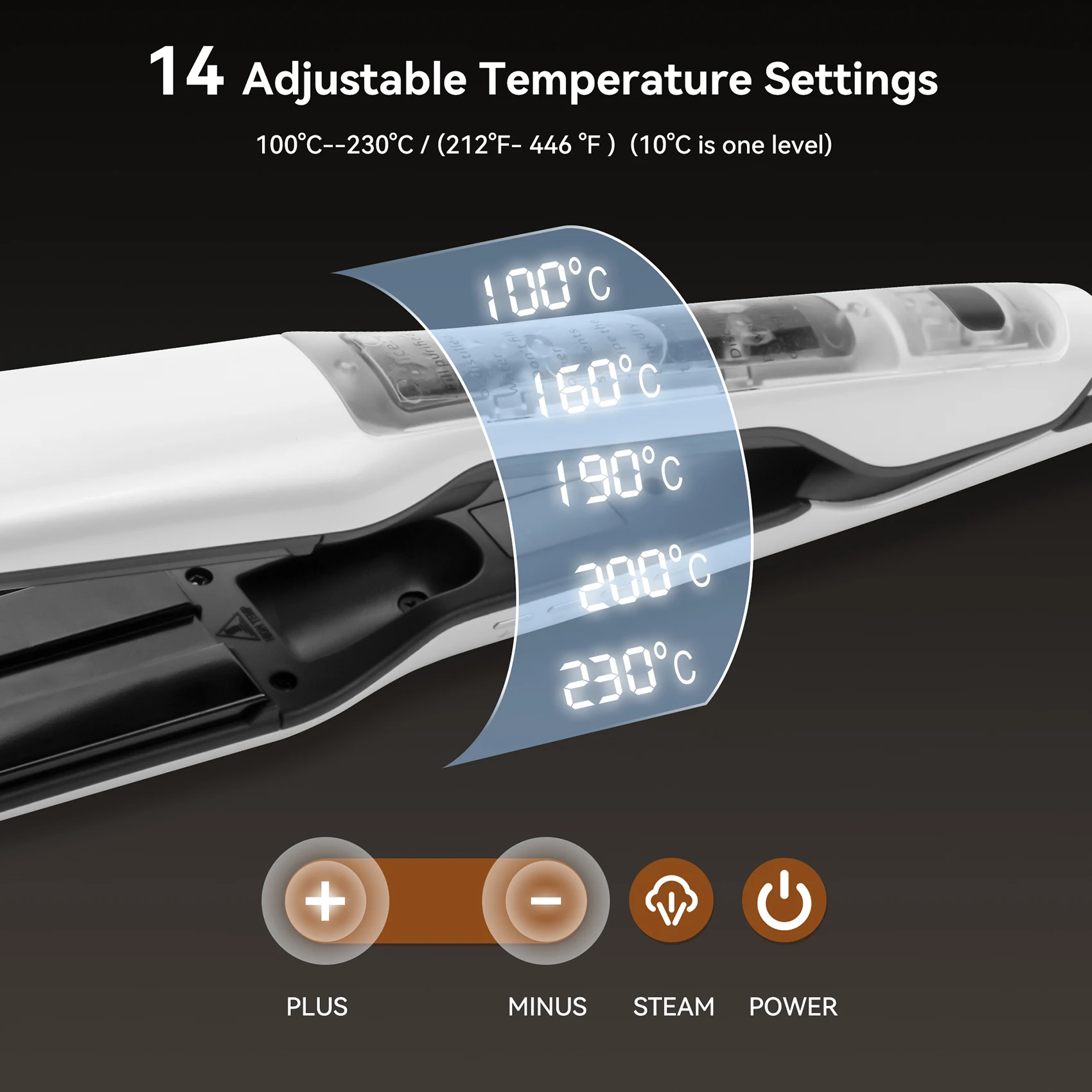Salon Steam Straightening Brush Iron Professional Nano Electric 2 In 1 Steam Flat Iron Auto Temperature Lock Hair Straightener