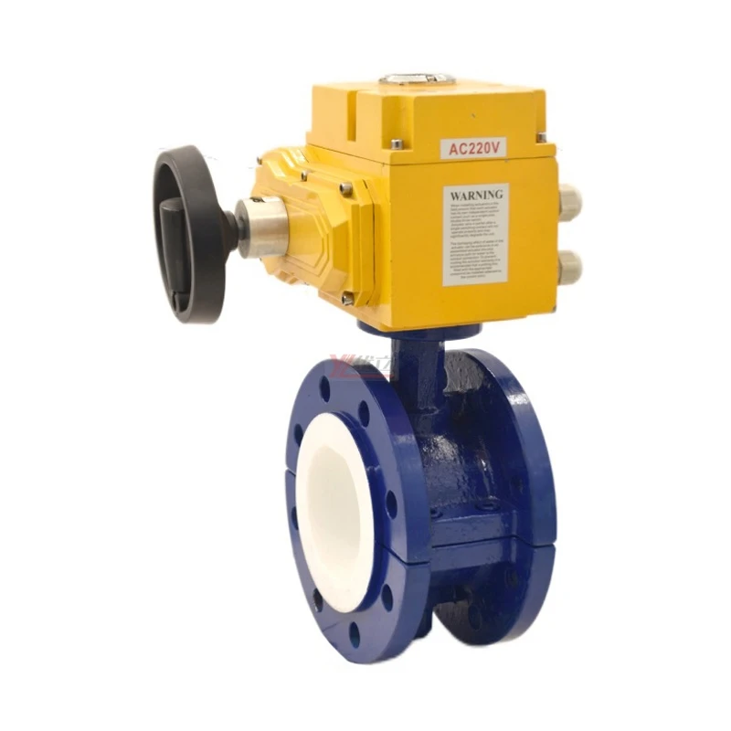 ANSI 150LB Stainless Steel 304 316 JIS 10K Pn16 WCB FEP F46 PFA Fluorine Lined Motorized AC220V Electric Flanged Butterfly Valve