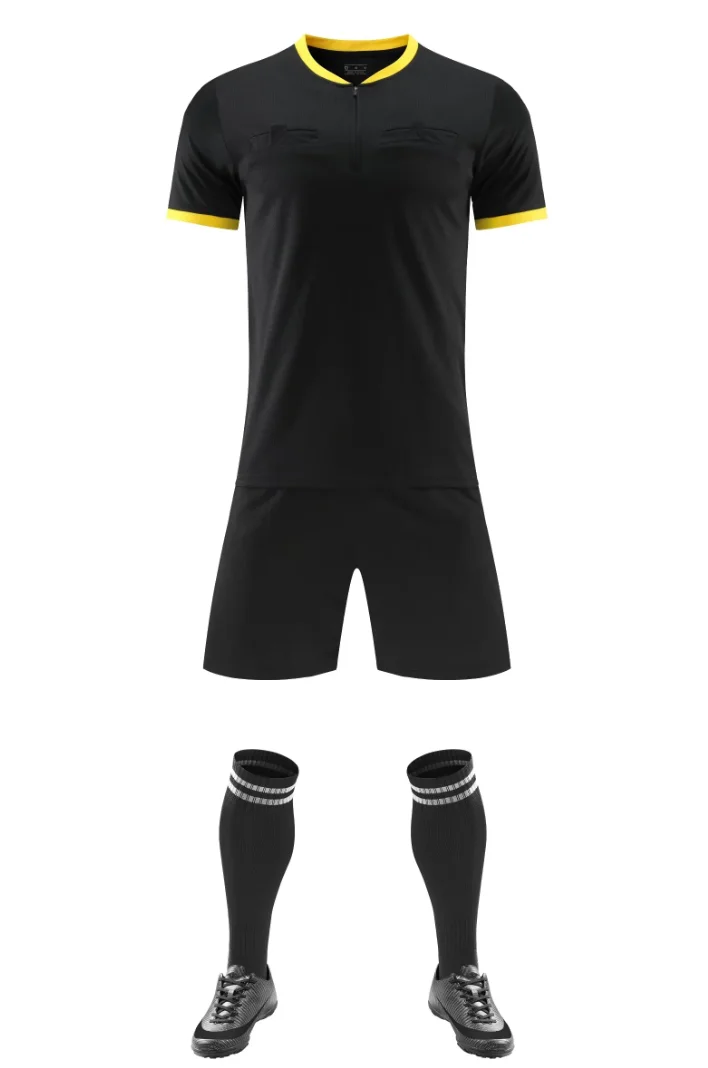 New Professional Survetement Soccer Referee Jersey Sets Football Referee Judge Uniform Short Shirt Tracksuits