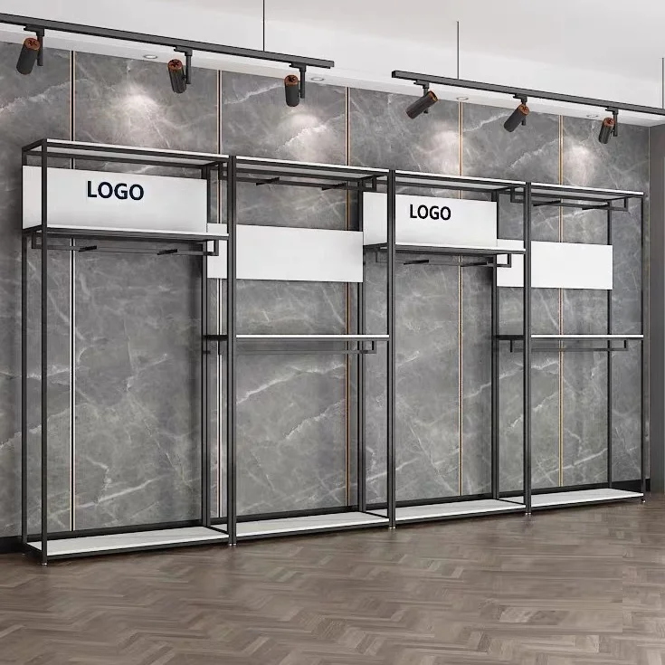 Custom Logo Retail Gold Clothing Rack For Boutique Stainless Steel Garment Display Stand Women Clothes Display Racks