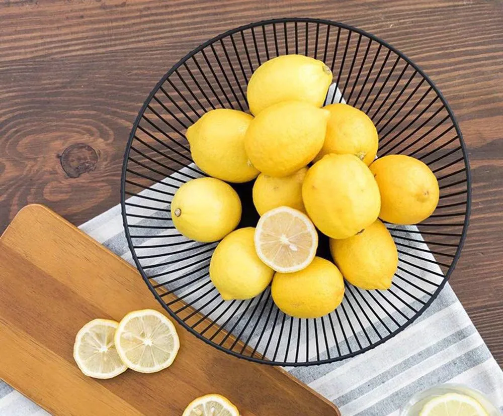 Modern Fashion Decorative Kitchen Black Metal Wire Fruit Bowl Storage Fruit Basket