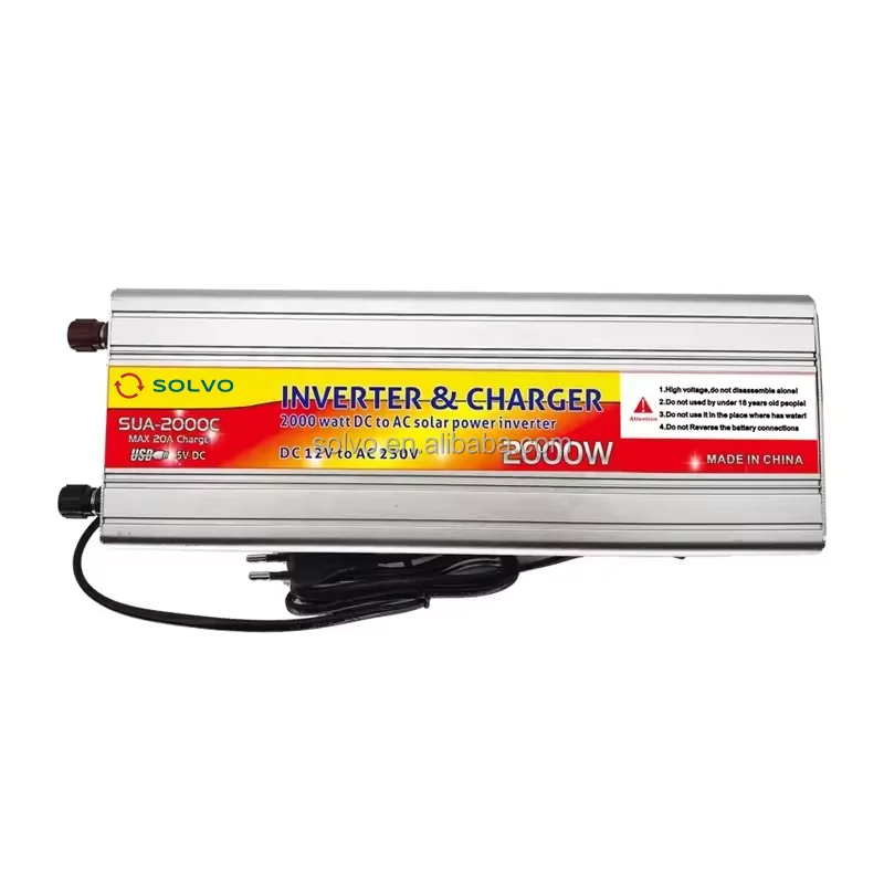 Solvo Factory SUA-2000C 2000W Solar Inverter Charger 12V 220v DC AC Power Inverter With Battery Charger High Quality