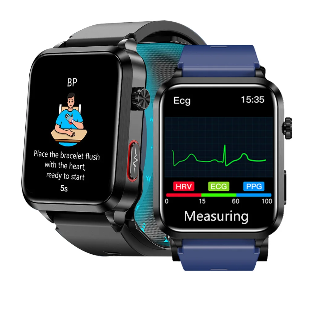 Medical grade most accurate air bag pump inflatable cuff ppg blood pressure heart bit rate monitor wrist watch