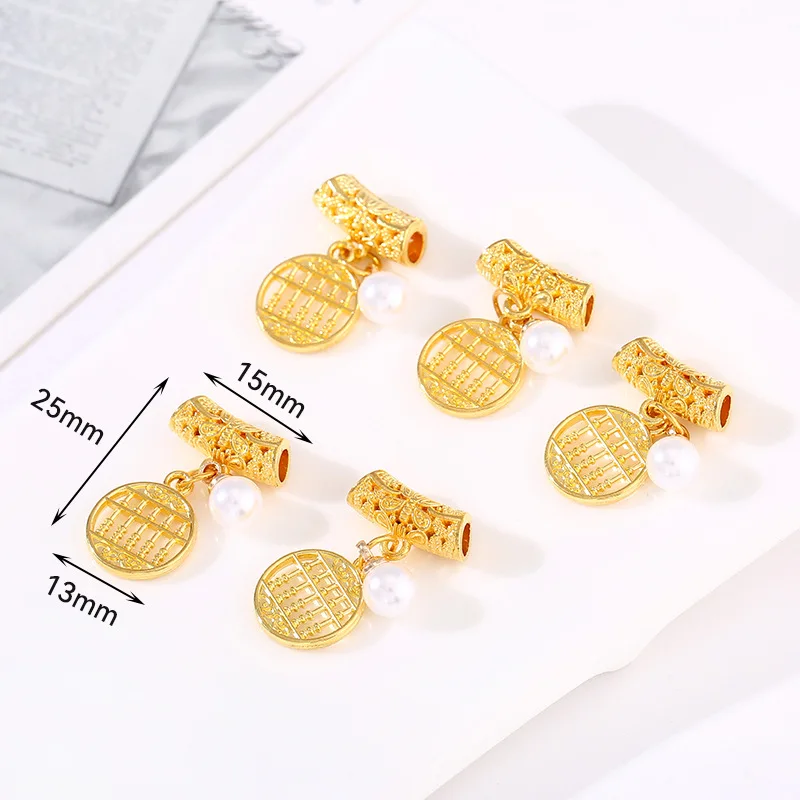Chinese Style Ancient Method 18K Real Gold Pendant Copper Plated Dripping Oil DIY Beaded Bracelet Necklace Caps Accessory