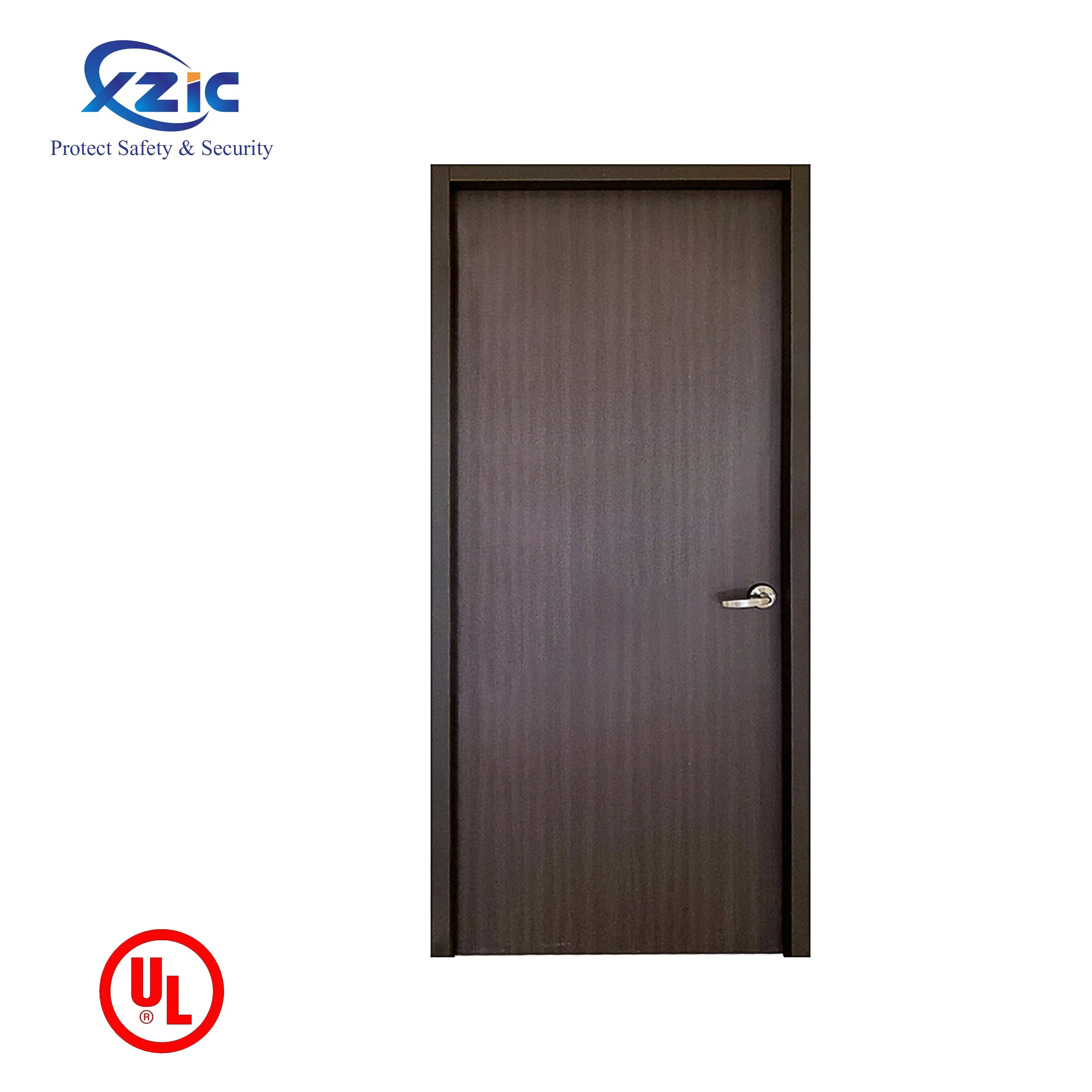 Soundproof solid wooden hotel door UL listed 90 mins fire rated interior  apartment fire proof doors