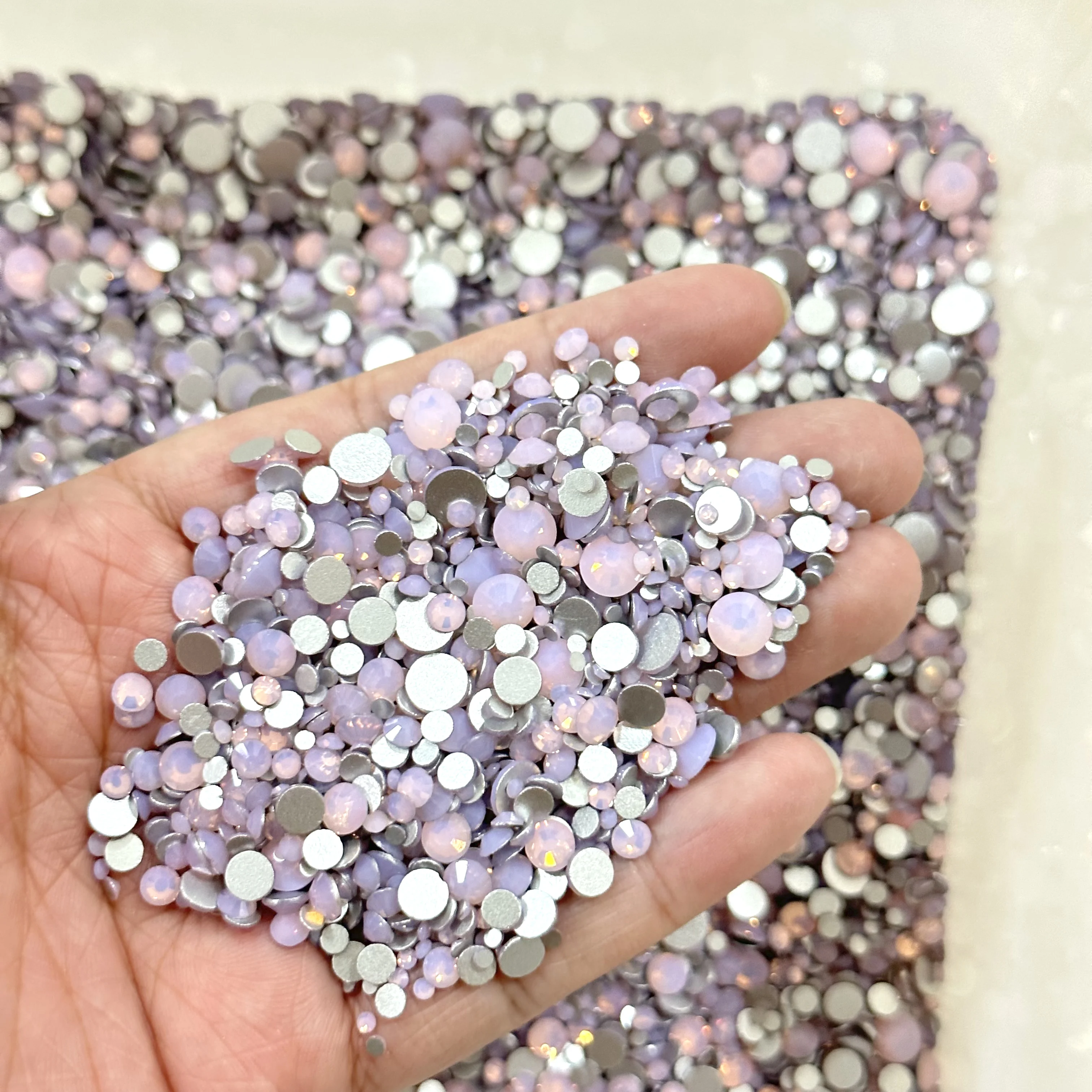 XULIN SS3-SS30 Mix Size Lt.Rose Opal Wholesale Bulk Loose Flat Back Non Hot Fix Crystal Glass Rhinestones For Nail Decoration