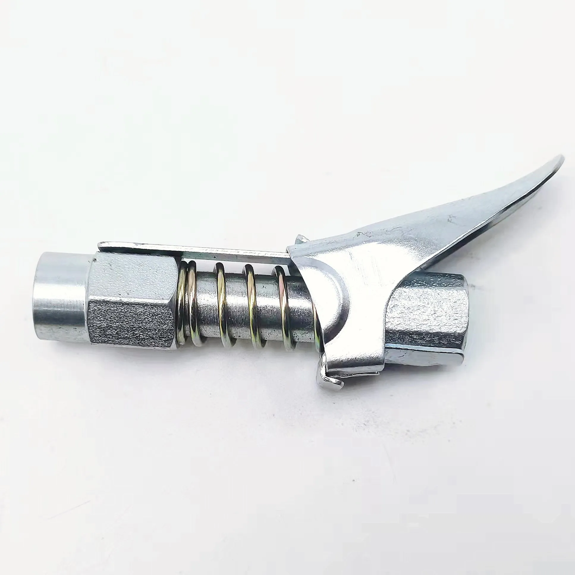 Quick release spring loaded grease gun coupler