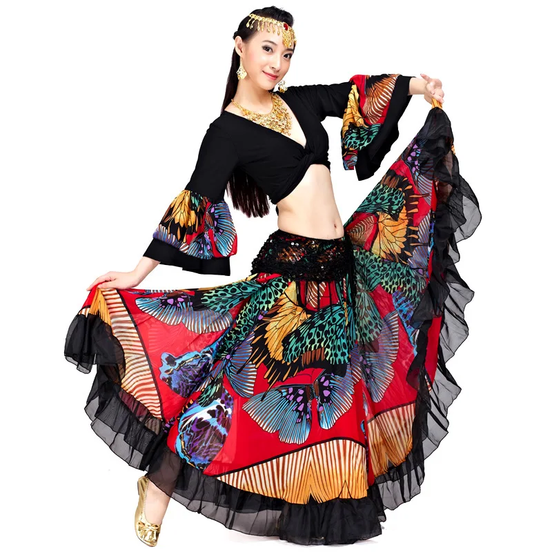 dpw466 Belly Dancer Costumes for Women Belly Dance Bra and Belt Chiffon Belly Dancing Skirt Bellydance Clothing