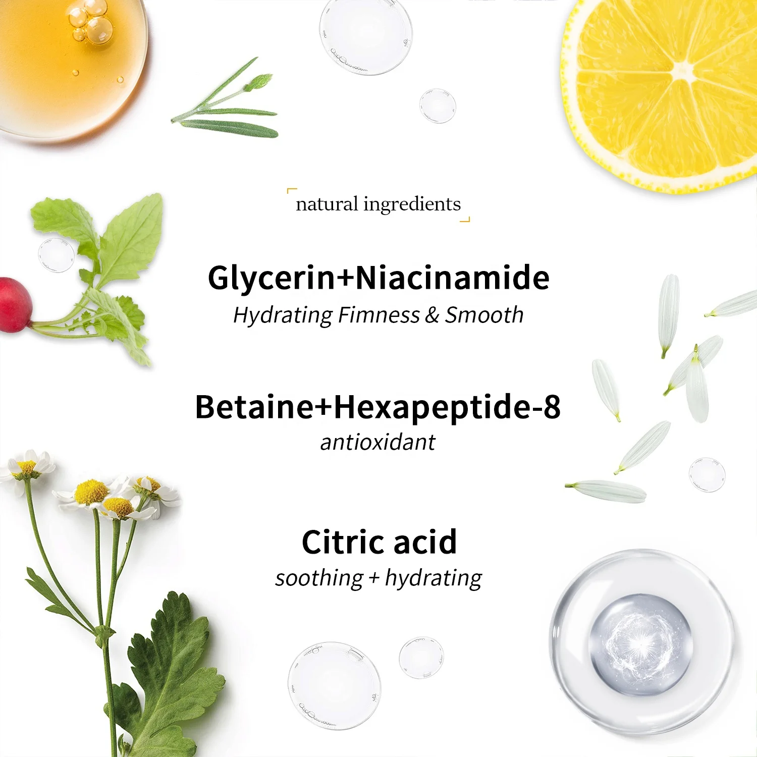 private label hydrating hyaluronic acid firming smooth 6 peptide skin collagen booster face mist facial toner spray