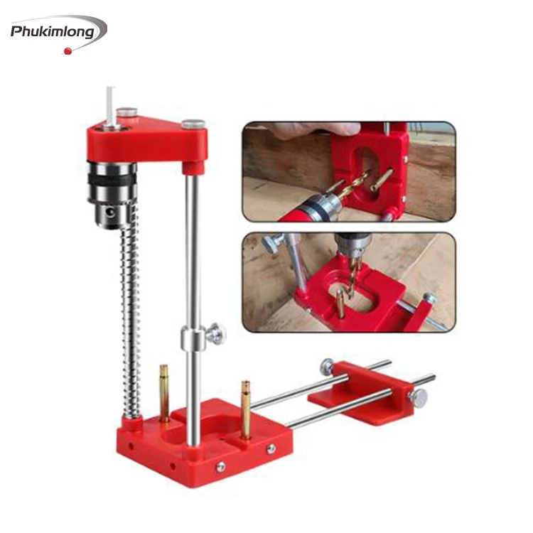 Adjustable Woodworking Drill Locator Auto Line Drill Guide Puncher Mini Bench Drill Press Precise Positioning Tool