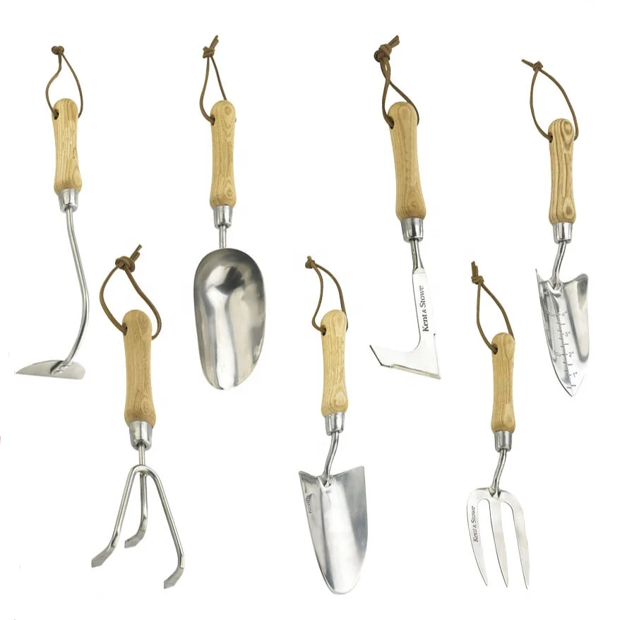 Heavy Duty Stainless Steel Garden ASH Wooden Handle Seed Dibber Tools Garden Hand Tools For Digging Hole