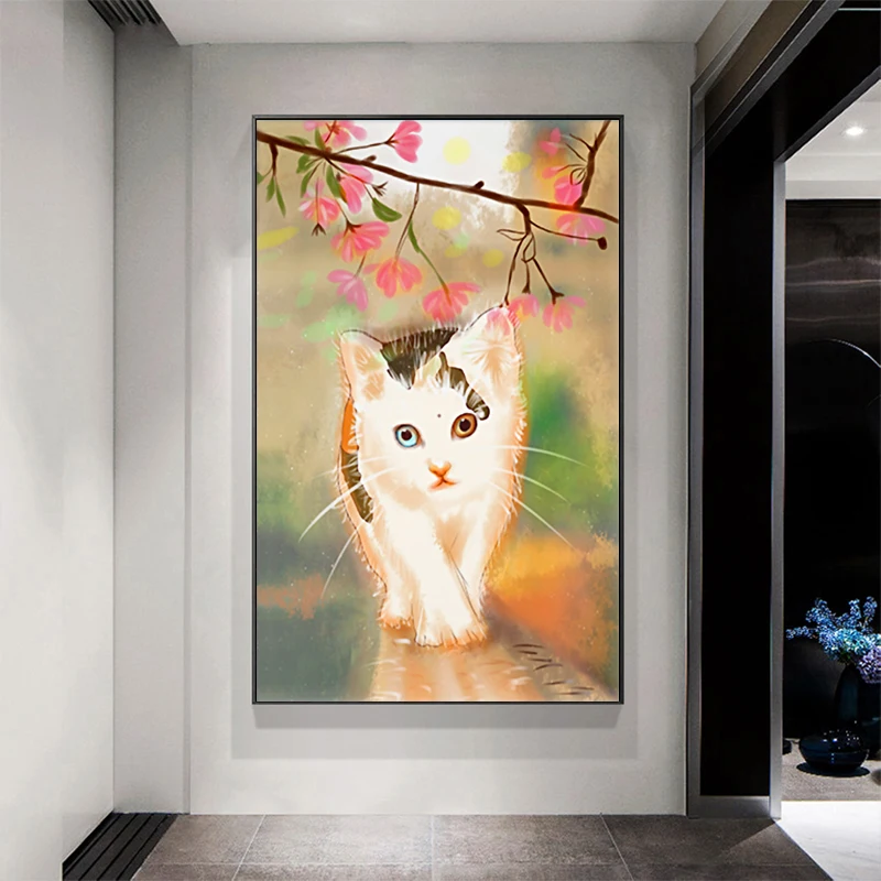 Trending hot products coloured cat oil painting abstract animal painting simple oil painting designs