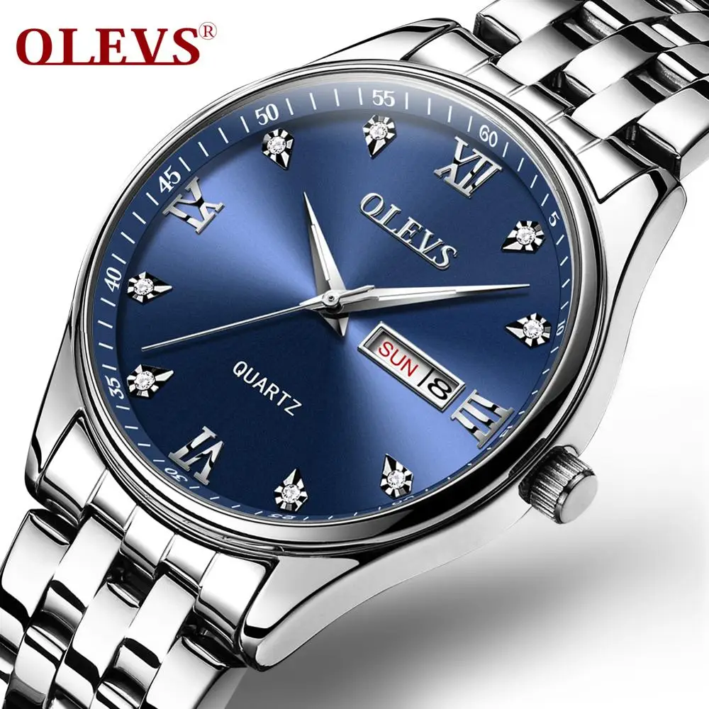  OLEVS 5570 корпус из сплава часы мужские модные повседневные наручные Водонепроницаемость функция аналоговые на стальном браслете с