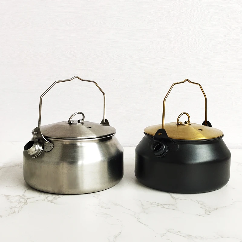 1L Boiling Water Ultralight Portable Hiking Picnic Travel Stainless Steel Coffee Tea Pot Outdoor Camping Kettle