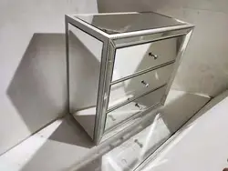 Hot Sale Beads Mirrored Nightstand  3 drawer chest bedside table  night stand Mirrored Side Board with beads