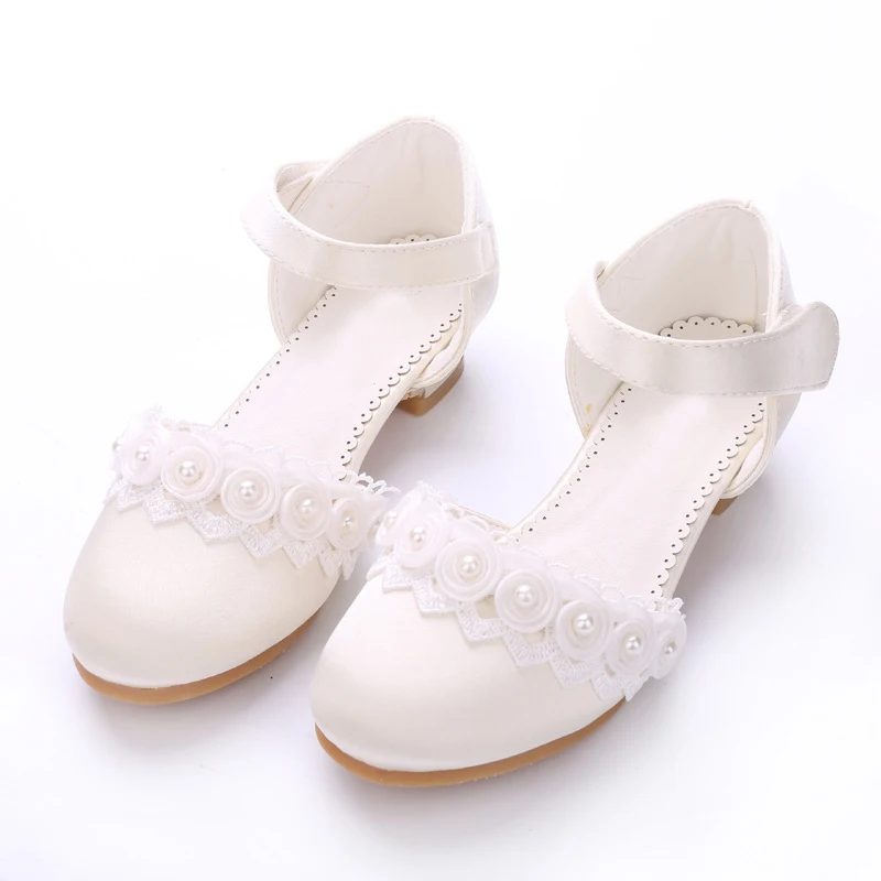 Girls Soft Soled Kids Flower Princess Children Shoes Girls Sandals Comfortable PU Shoes for Dance Wedding Party Baby Shoes
