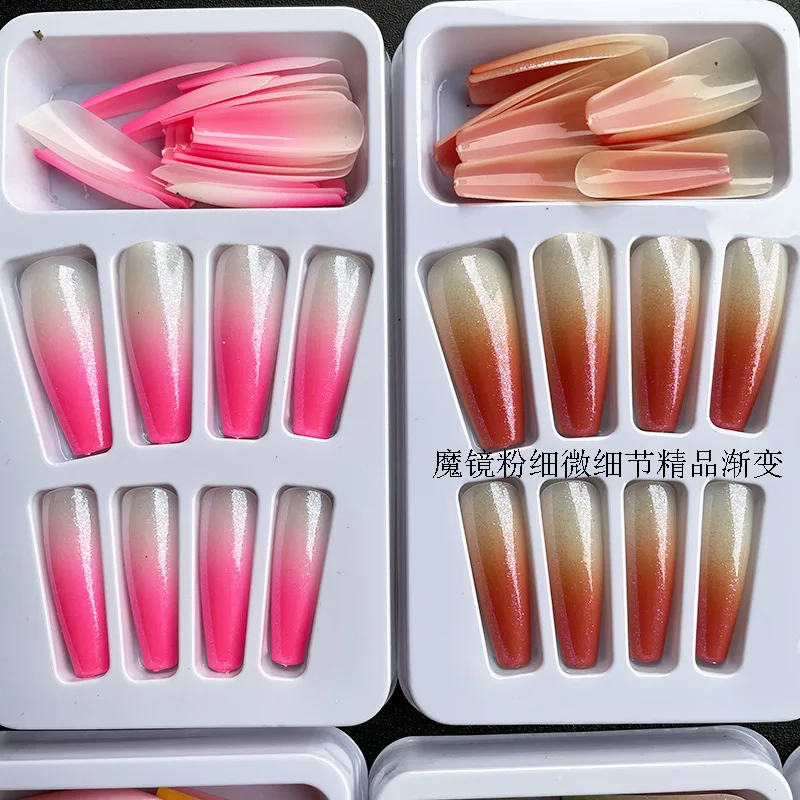 2022Adiyat  Hot Sale  Europe and the US style  long ballet nail gradient color long trapezoidal false nails press on nail