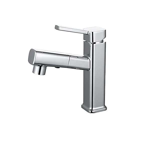 
Modern Bathroom Basin Tap Pull Out Bathroom Water Chrome Brass Basin Faucets 