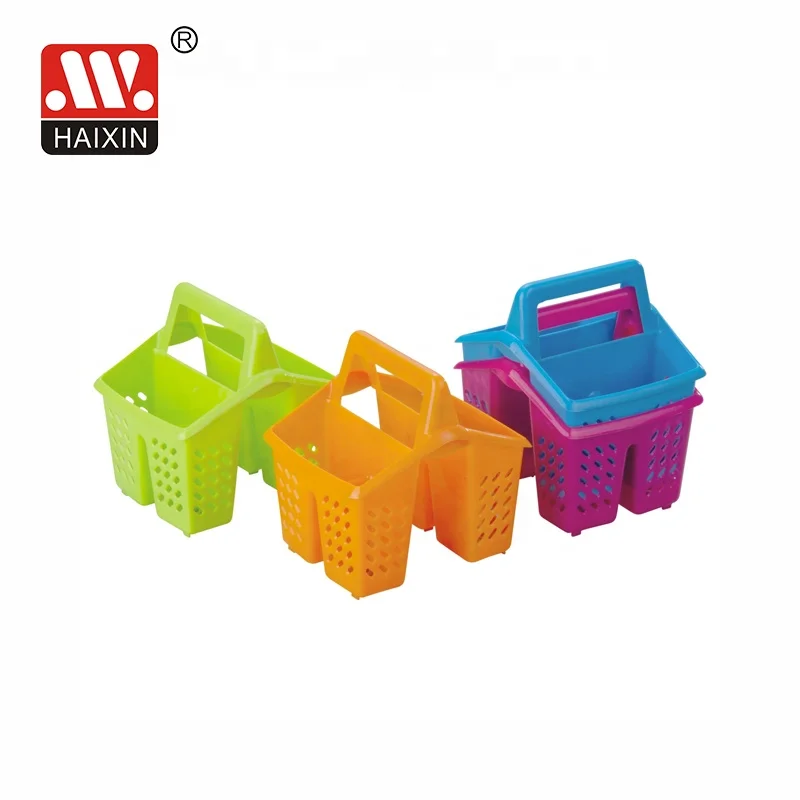 Haixing Fashionable Plastic Cutlery Storage Box Rack Multi-color Fork and Spoon Holder  with Handle