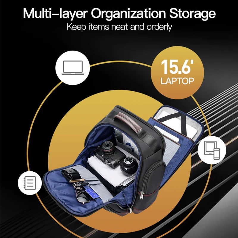 BOPAI Wholesale Men 15.6 Inch Laptop Waterproof Anti Theft Big Capacity Weekend Back Pack Business Nylon Travel Backpack