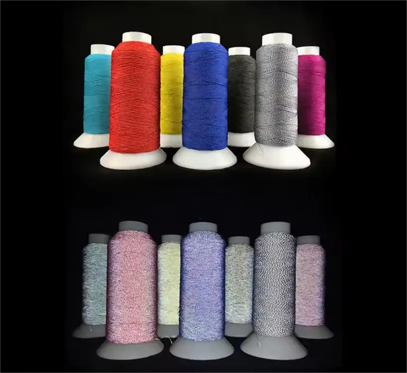 high light hi vis colorful grey glitter 0.12mm sewing knitting hats logo reflective embroidery polyester thread 1mm film yarn