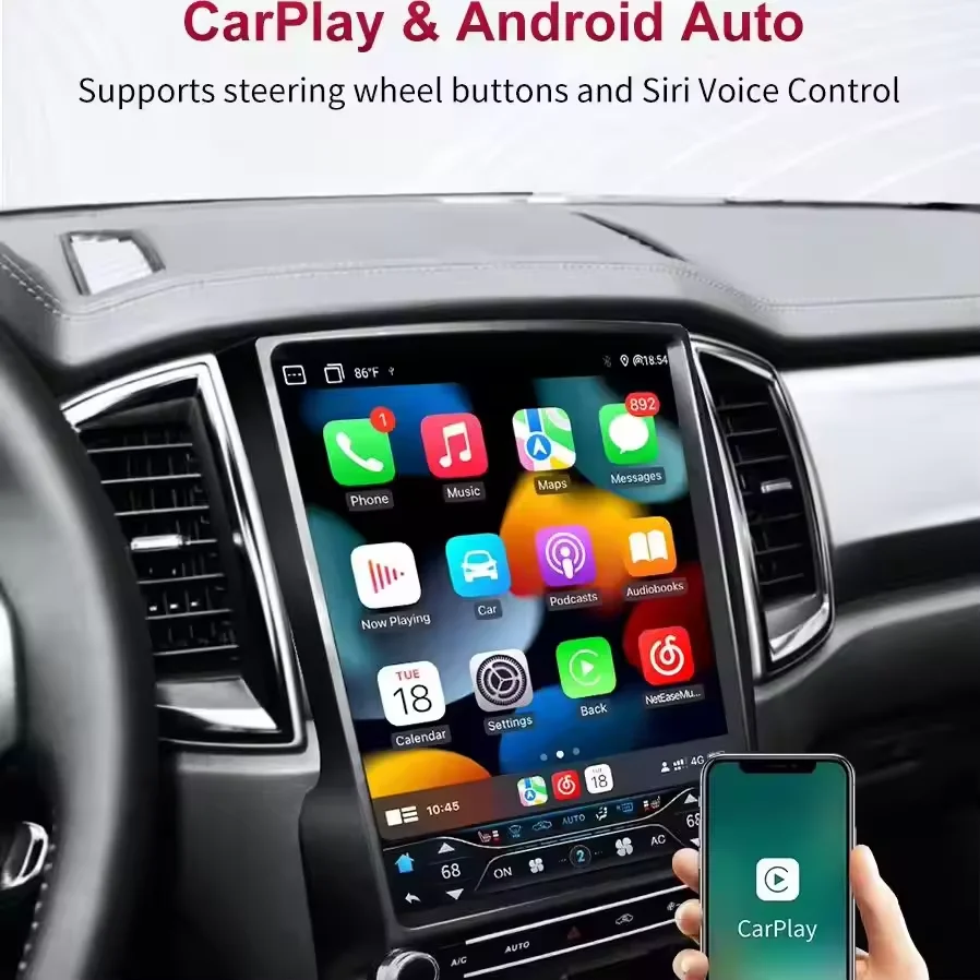 Bosstar 12.1' Vertical Screen For Ford Ranger Raptor Everest 2016-2022 Audio Radio Android Car Stereo GPS