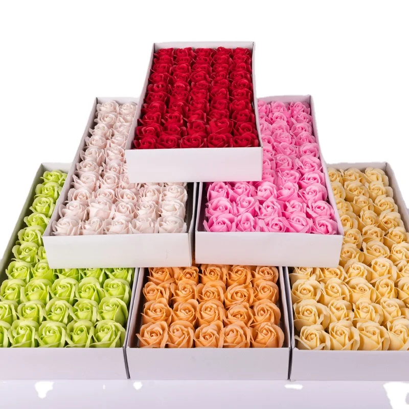 Factory direct sales three layer thickened rose soap flower simulation flower head DIY handmade florist material gift box