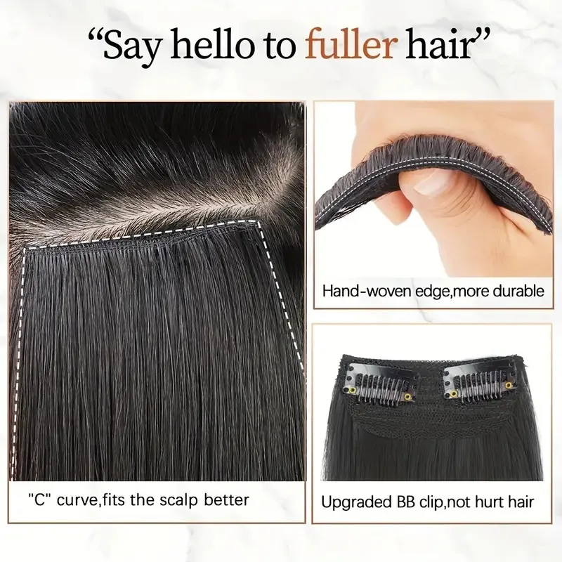 Synthetic Invisible Clips in Hair Extension with Thinning Hair Adding Hair Volume Hairpieces for Daily Use