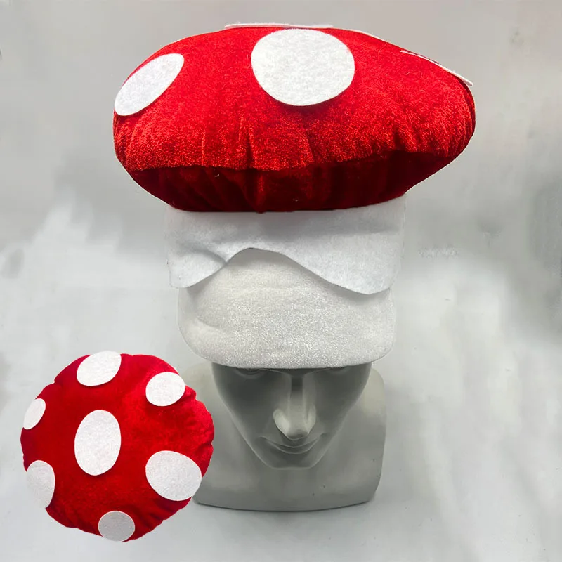 Adults Mushroom Toadstool Hat Mario Fancy Dress Costume Fairy Tale Nature Hat