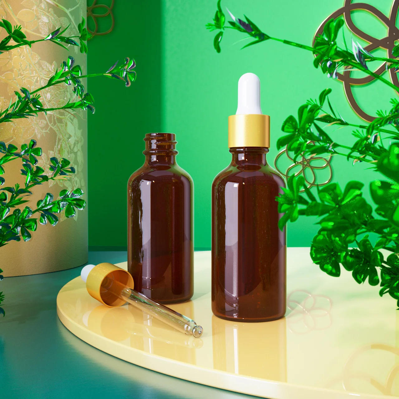 2021 New Costom Wholssle Frosting 1 Oz 2 Oz 10 Ml 30Ml Gold Oil Glass Dropper Bottle For Cosmetic Packaging