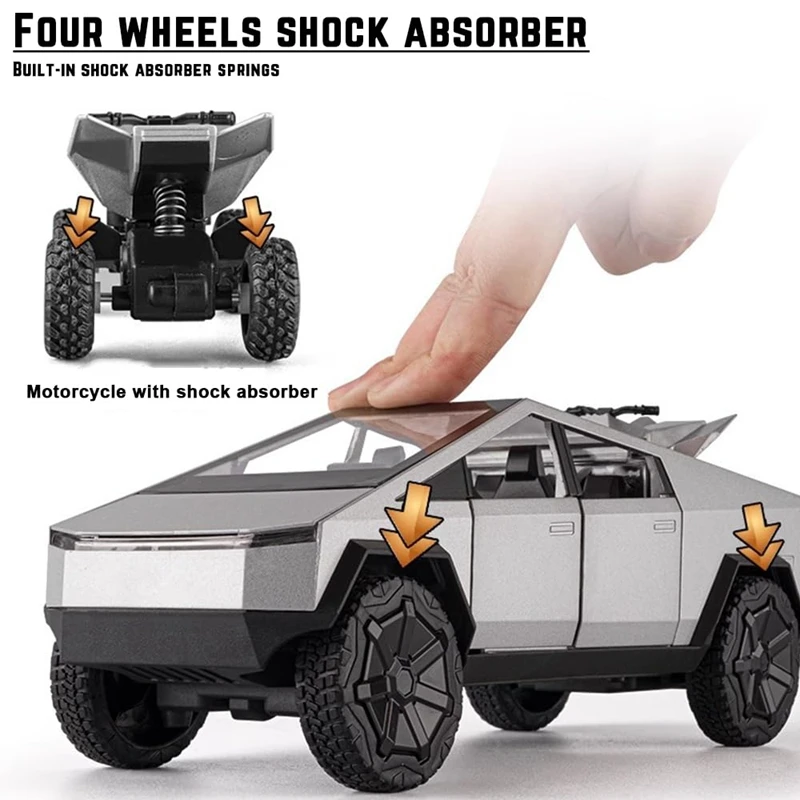 CZ 1/32 Large Pickup Truck Toy with Motorhome and Motorcycle Diecast Pickup Truck Trailer RV Alloy Model Collection Vehicles
