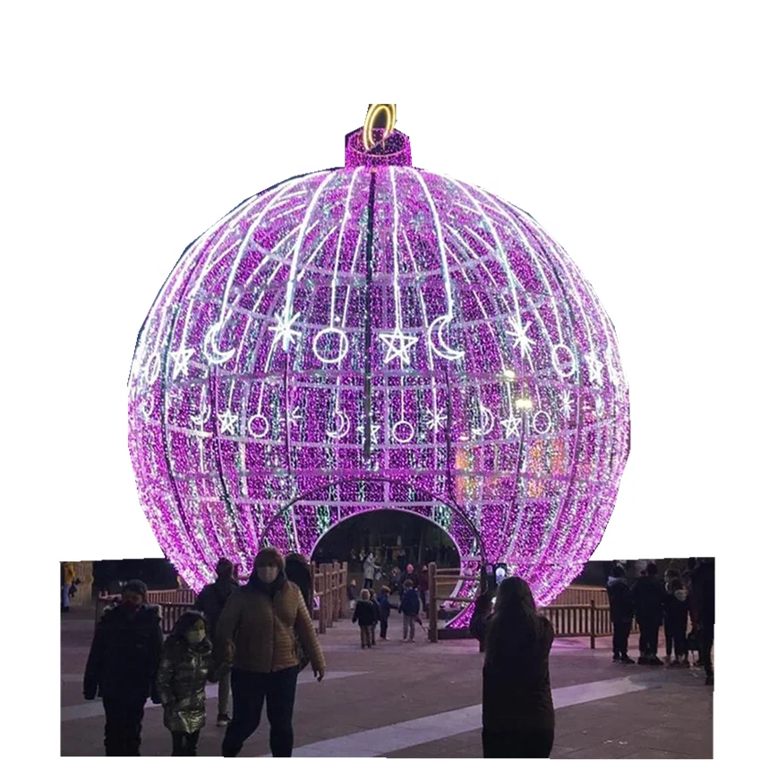 Giant led ball with moon and star lights outdoor ramadan eid decoration for mall