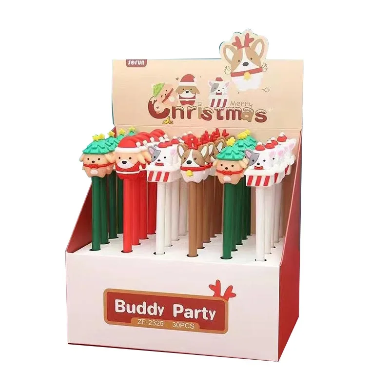 Longorgeous  Cute cartoon christmas styling pen Plastic Student Stationery Gel Pen Black Blue 0.5mm