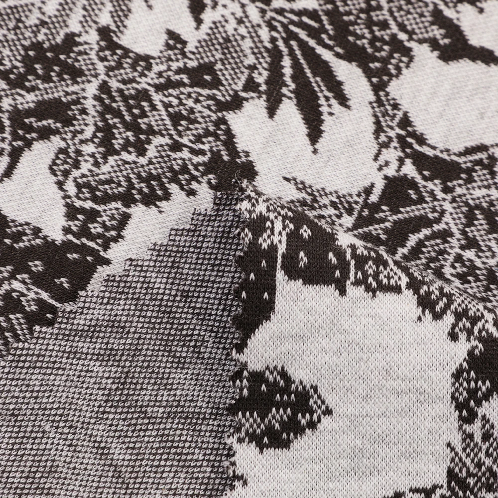 Custom knit brocade jacquard stretch yarn dyed polyester rayon spandex fabric for garment