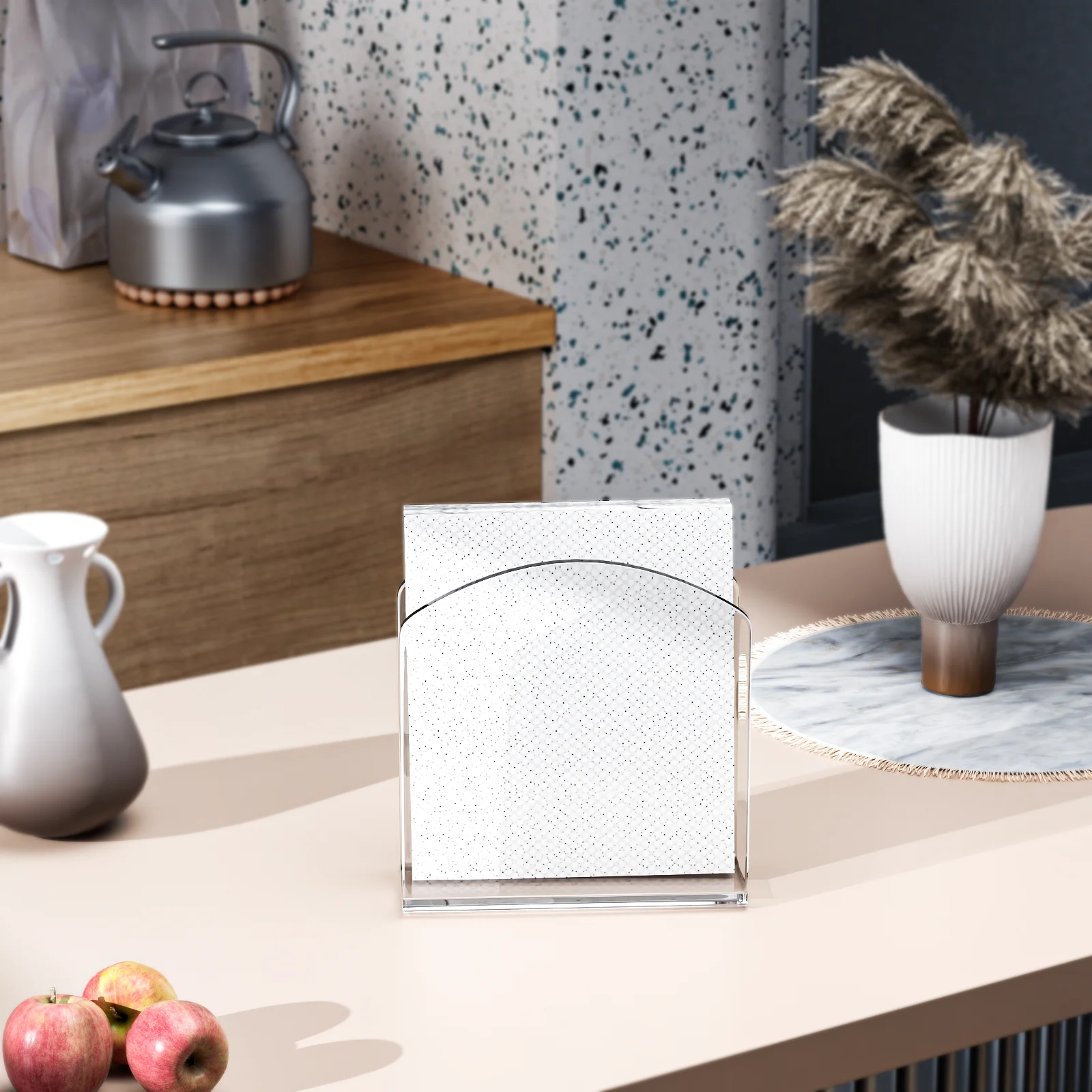 2pack Crystal Clear Acrylic Napkin Holders 5x5x0.2Inch Versatile Transparent Paper Stand Tissue Dispenser for Restaurant