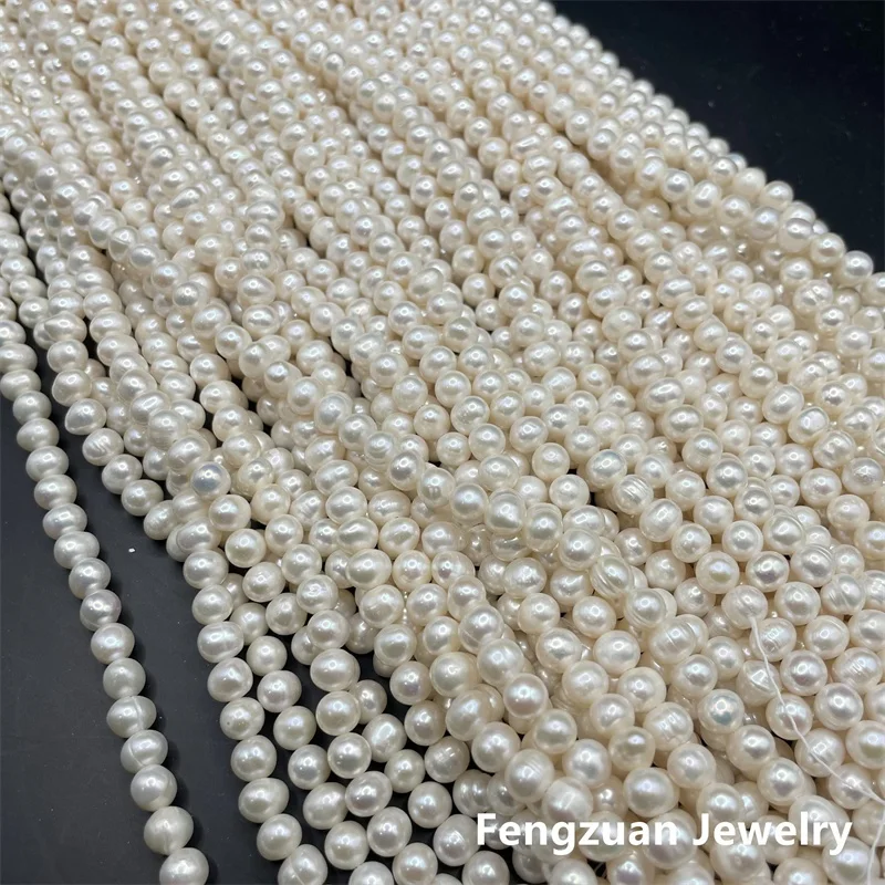 Round Shape White Color Pearl Strand A Grade Natural Freshwater Pearl String For Jewelry Making