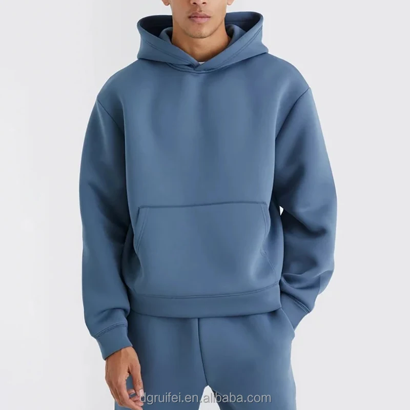 Custom Embroidered Puff Printing Plain 500GSM 480GSM 70% Cotton 30% Polyester Fleece Lined Oversized Boxy Cropped Men Hoodie