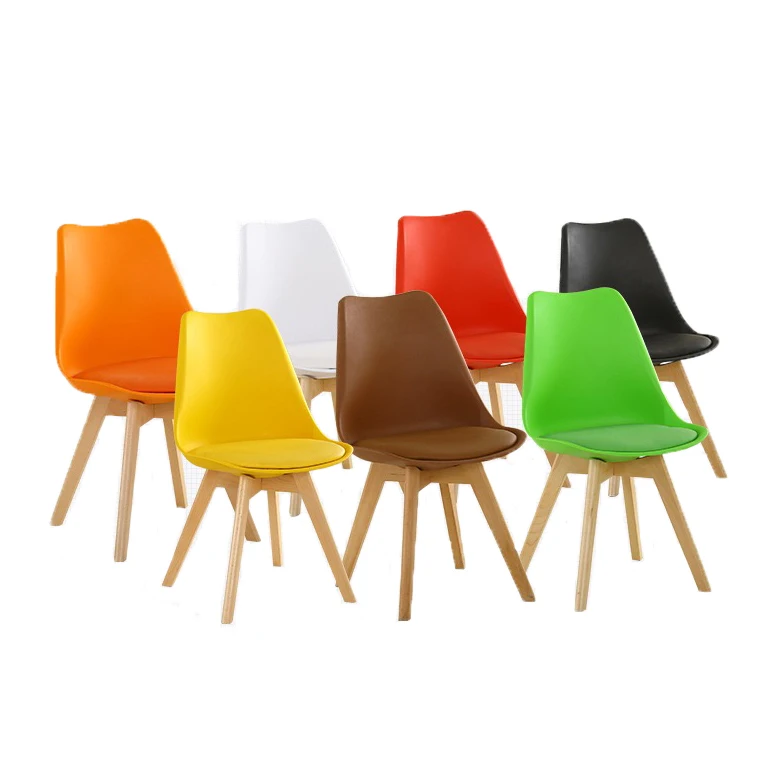 factory fashionable ergonomic dining tulip chairs plastic wooden leg  chairs making in china