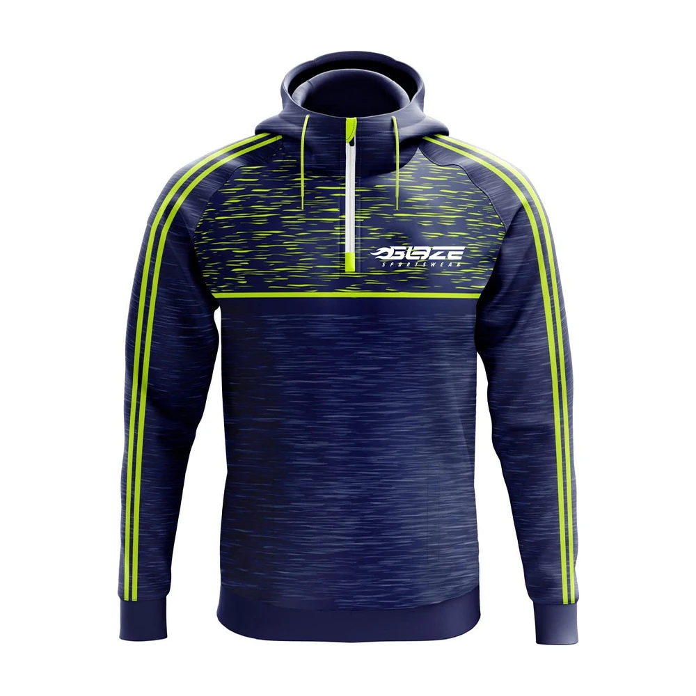 Factory Sports Hoody Half Zip Up Custom Embroidery and Sublimation Logo Heavyweight Blank Man Hoodie