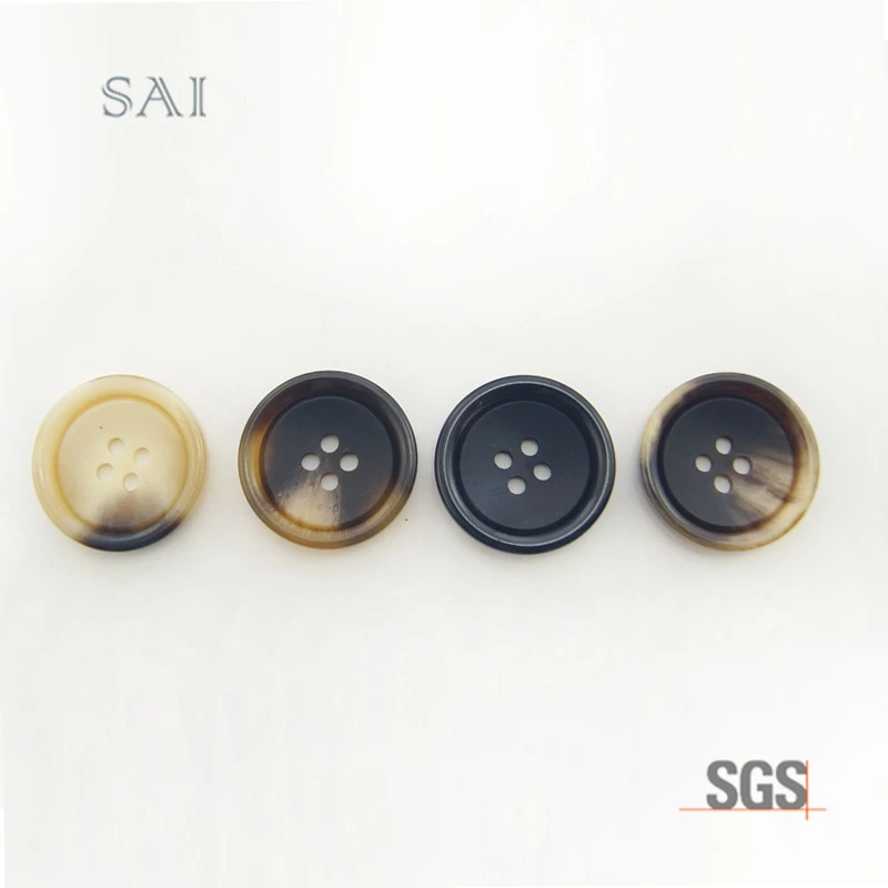 Basic Plastic Black 4-Hole shirts Coat Button