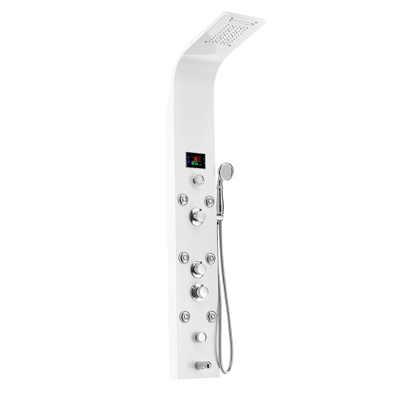 
Temperature rainfall stainless steel led waterfall shower panel 