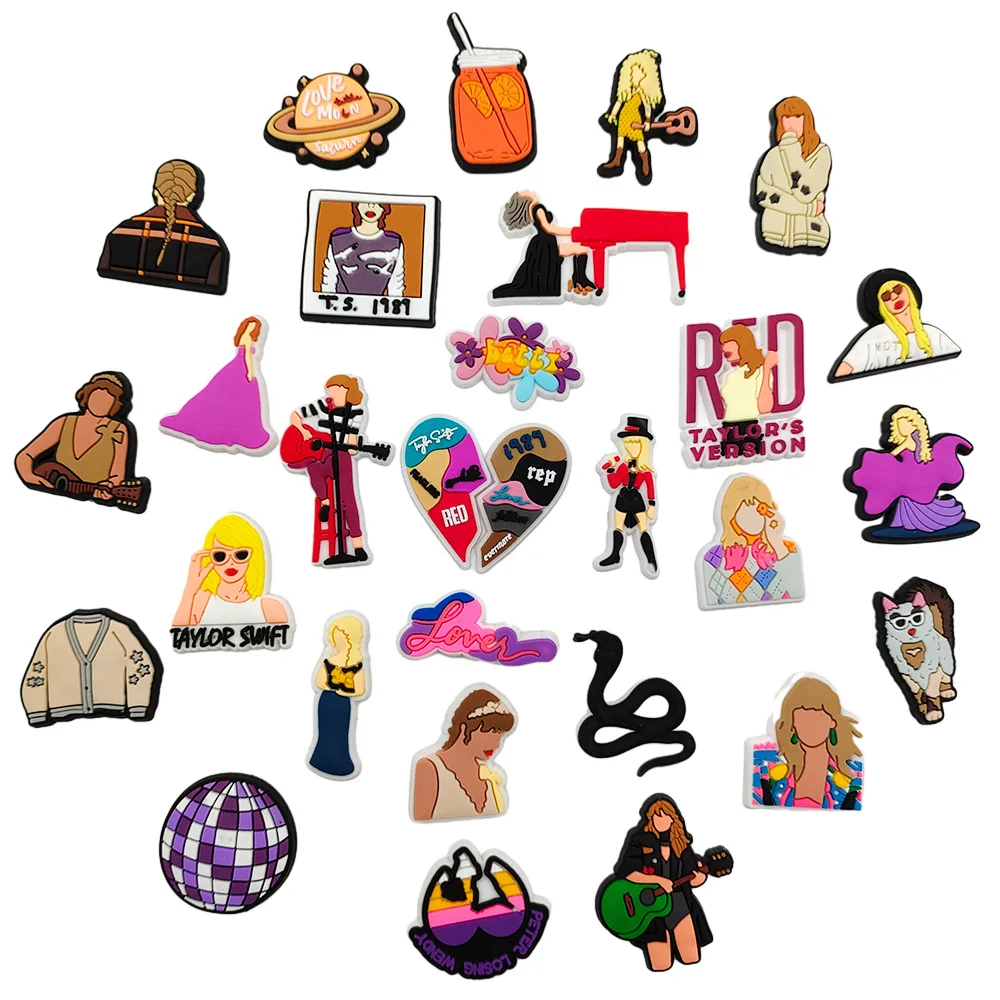 custom American singer tayler shoe charms for croc clogs soft pvc wholesale Shoe Accessories Shoe Charms